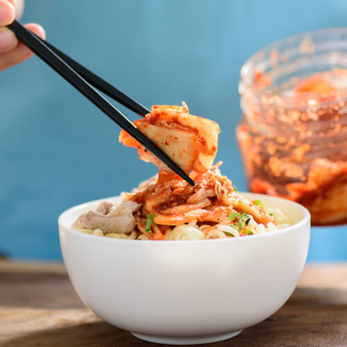 Kimchi on noodle bowl