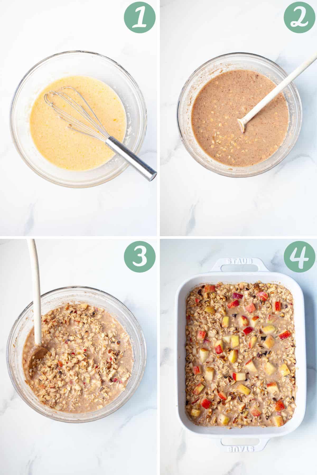 step by step graphic of how to make apple pie baked oatmeal