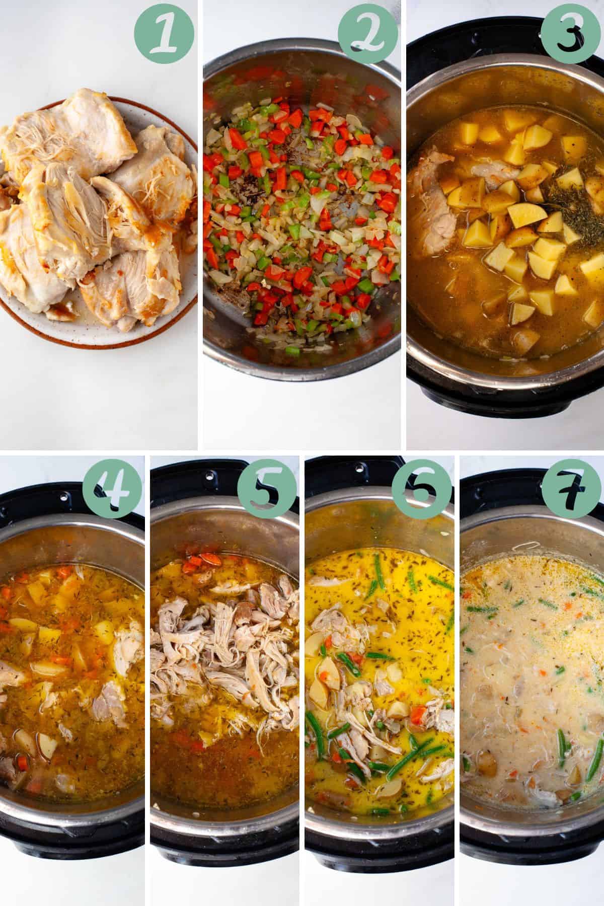 step by step graphic of how to make instant pot chicken stew